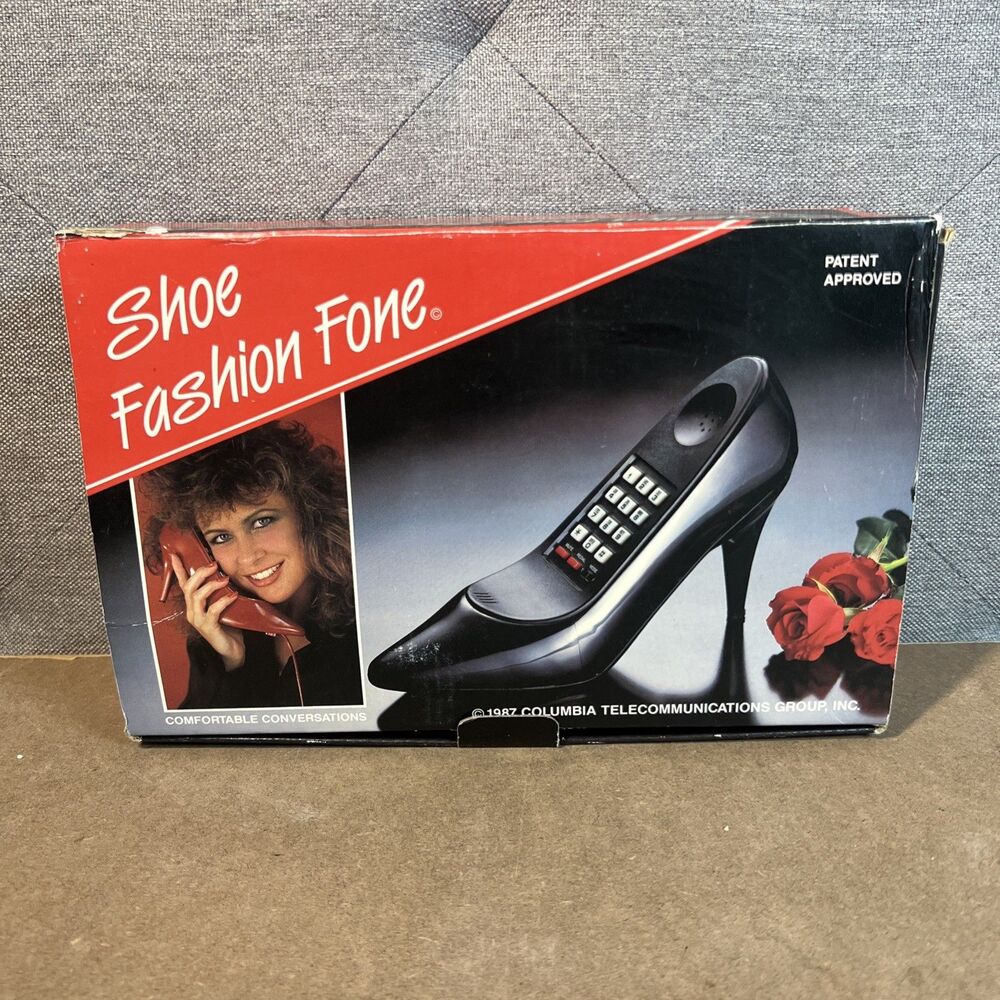VINTAGE Shoe Fashion Fone Black High Heel Phone Columbia Tel-Com-Inc 1987 IN BOX